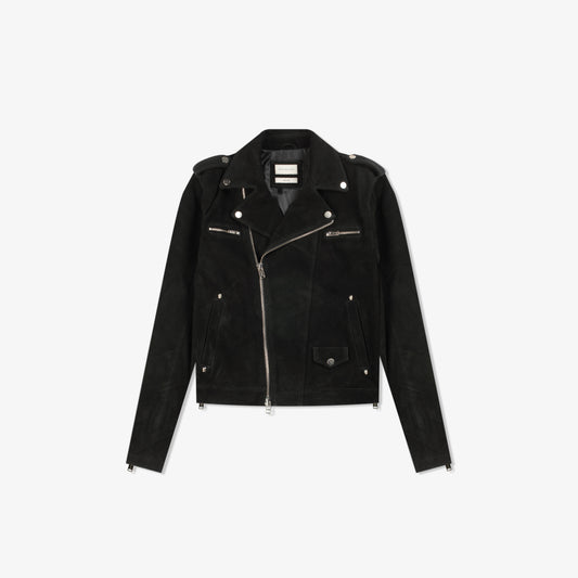 REBELLION BLACK SUEDE MOTO JACKET