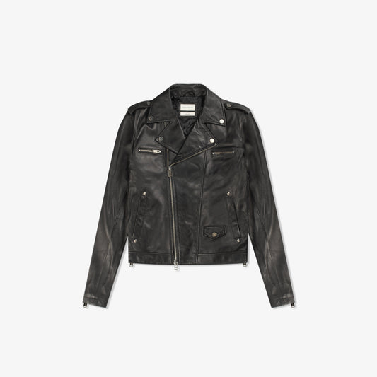 REBELLION BLACK LEATHER MOTO JACKET